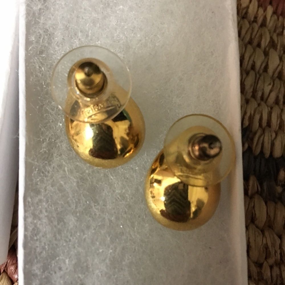 TrifariāVintageāGoldĀ CrystalāTearāDropāEarringsā - Picture 9 of 12